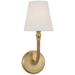 Basden Curved Wall Sconce - Brass & Rattan