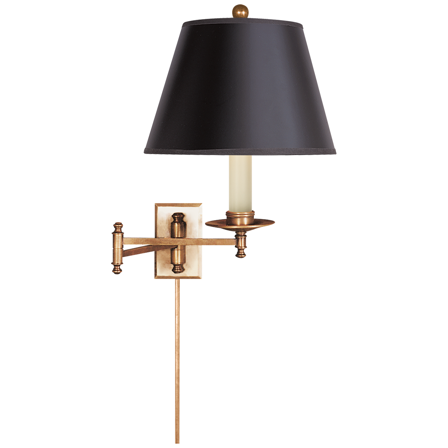 Dorchester Swing Arm Plug-in Wall Light - White/Black Shade