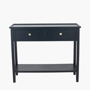 Chelmsford Pine Wood 2 Drawer Console Table K/D - Satin Black Finish