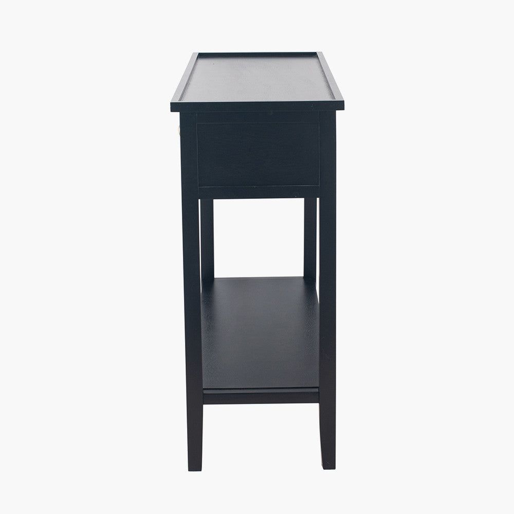 Chelmsford Pine Wood 2 Drawer Console Table K/D - Satin Black Finish