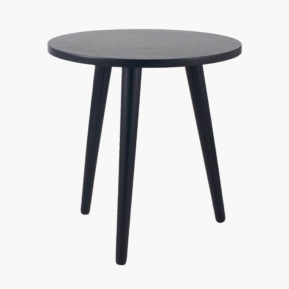Chelmsford Round Side Table K/D- Satin Black Pine Wood Finish