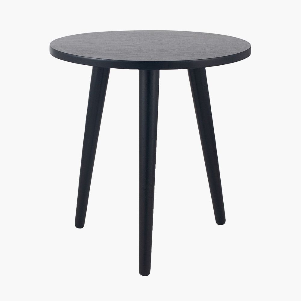 Chelmsford Round Side Table K/D- Satin Black Pine Wood Finish