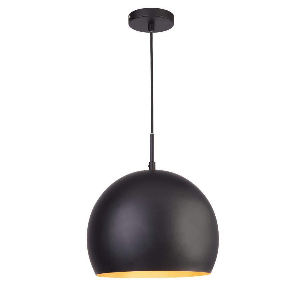 Chicago Pendant - Matt Black Metal & Gold Inner