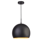 Chicago Pendant - Matt Black Metal & Gold Inner