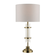 Chrysler Antique Brass and Crystal Table Lamp c/w Shade - Cusack Lighting