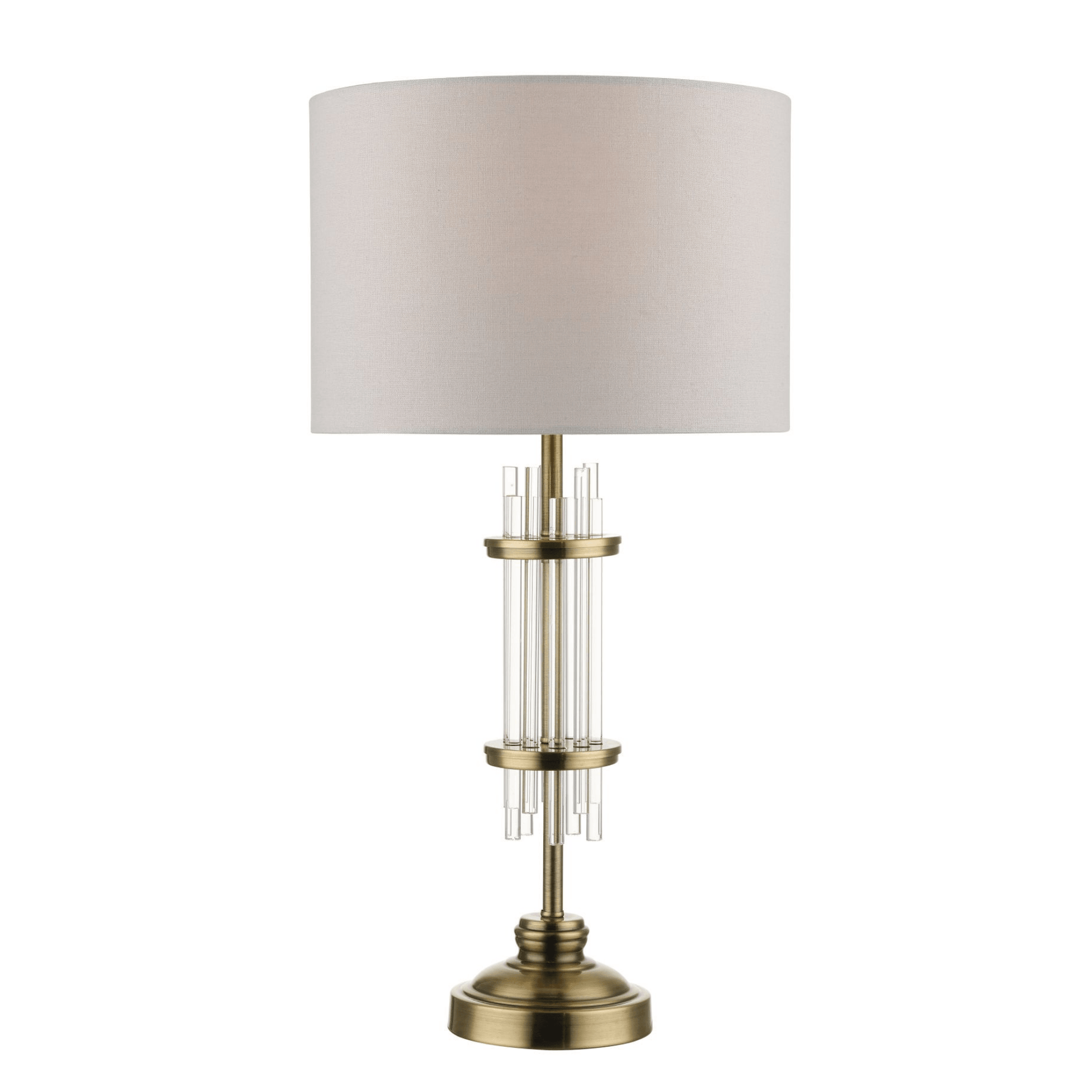 Chrysler Antique Brass and Crystal Table Lamp c/w Shade - Cusack Lighting