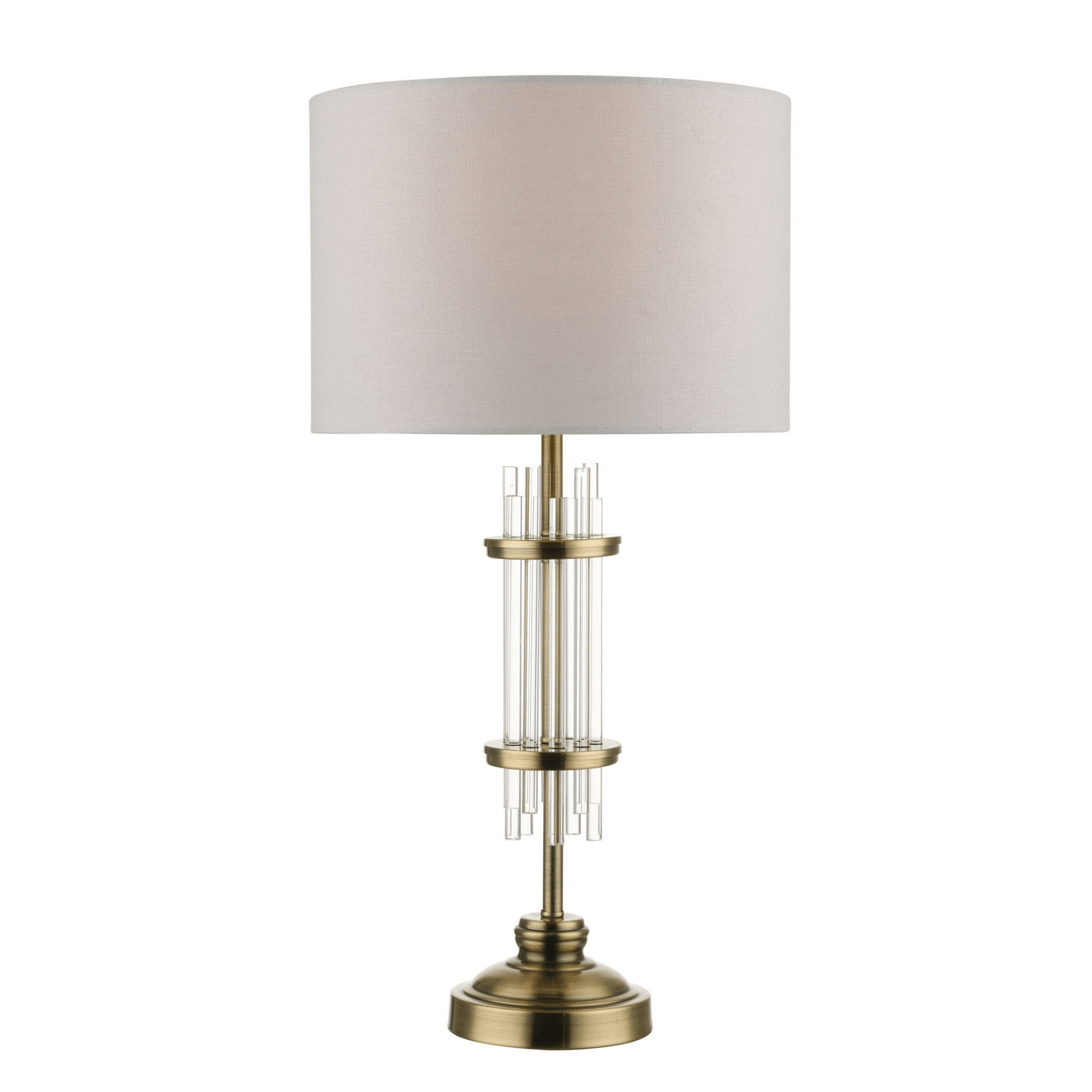 Chrysler Antique Brass and Crystal Table Lamp c/w Shade - Cusack Lighting