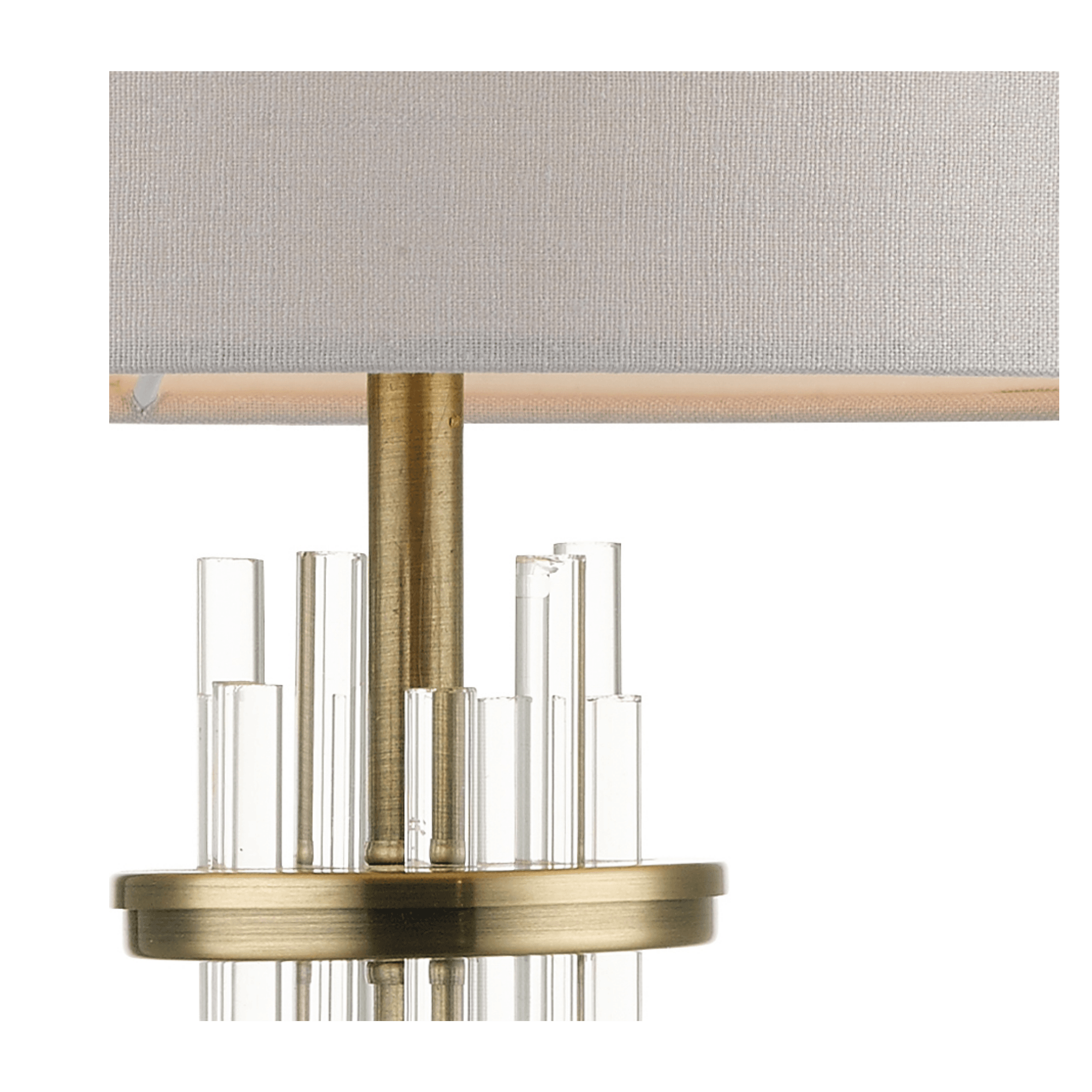 Chrysler Antique Brass and Crystal Table Lamp c/w Shade - Cusack Lighting