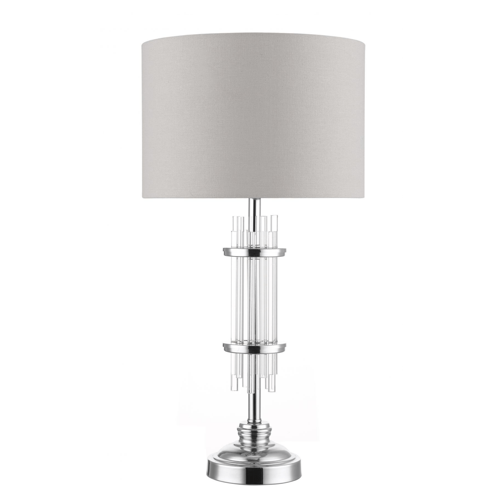 Chrysler Polished Chrome and Crystal Table Lamp c/w Shade - Cusack Lighting