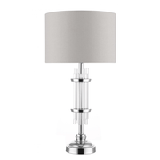 Chrysler Polished Chrome and Crystal Table Lamp c/w Shade - Cusack Lighting
