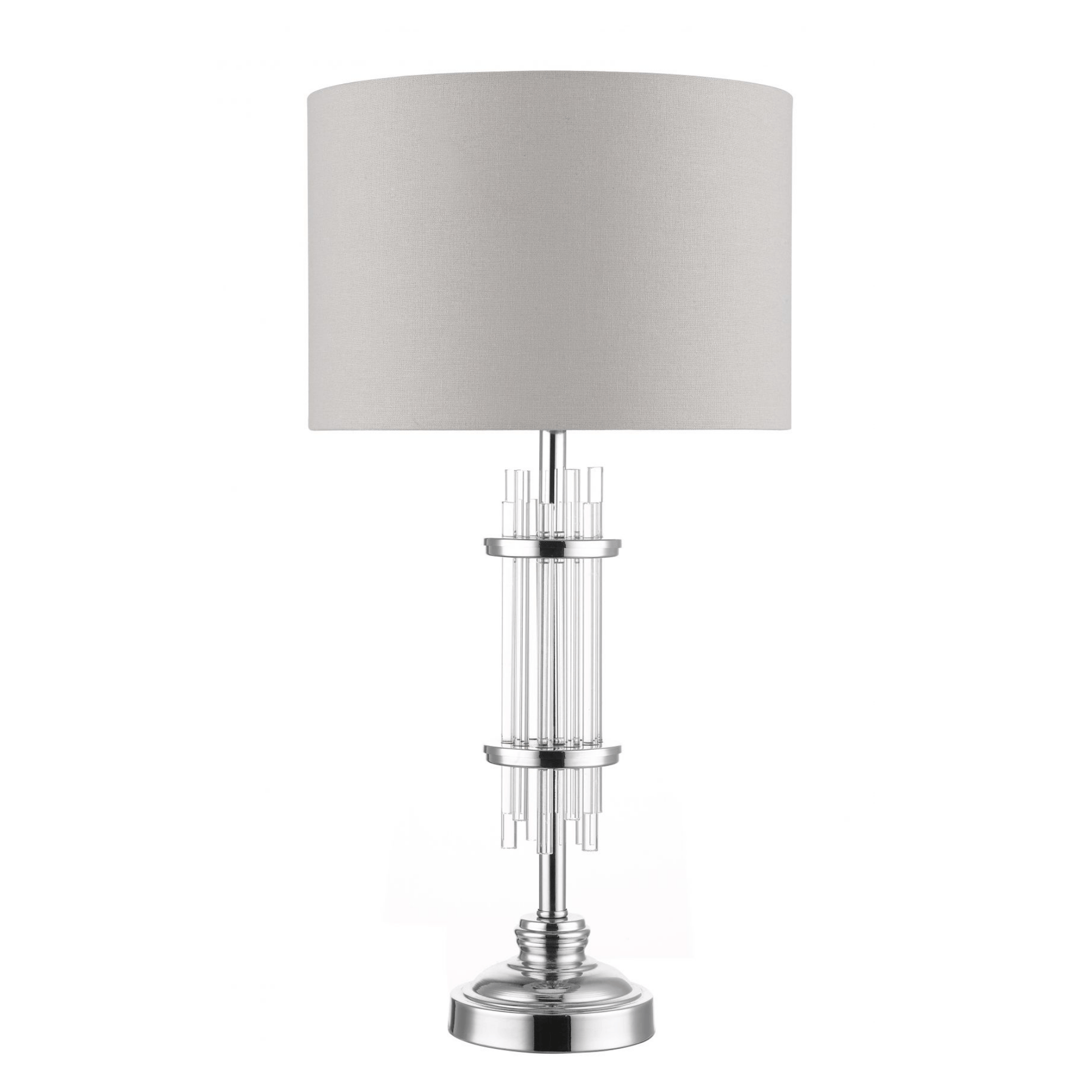 Chrysler Polished Chrome and Crystal Table Lamp c/w Shade - Cusack Lighting
