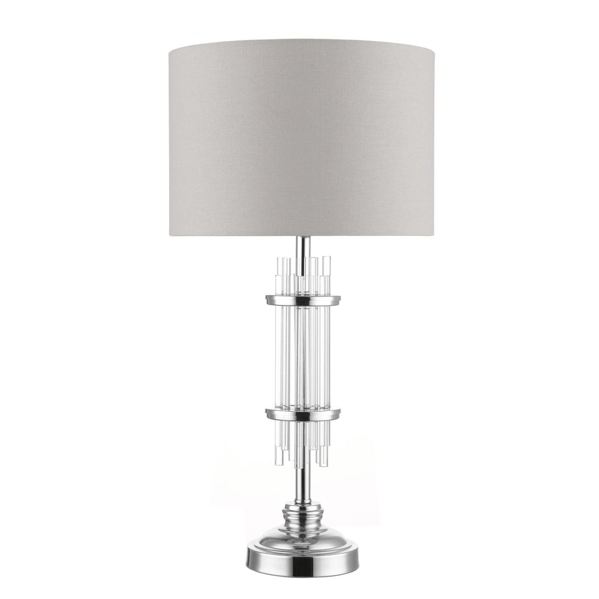 Chrysler Polished Chrome and Crystal Table Lamp c/w Shade - Cusack Lighting