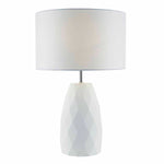 Dar Ciara Table Lamp White Base c/w White Linen Shade - Cusack Lighting