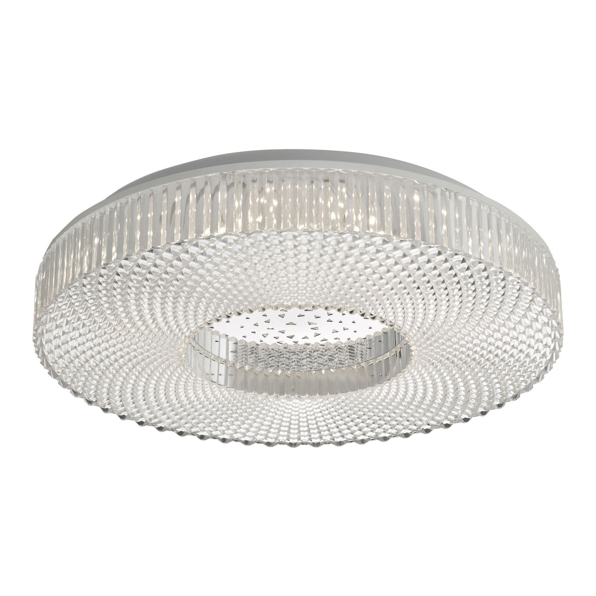 Dar Cimona Medium LED Flush Ceiling Light - Clear Finish