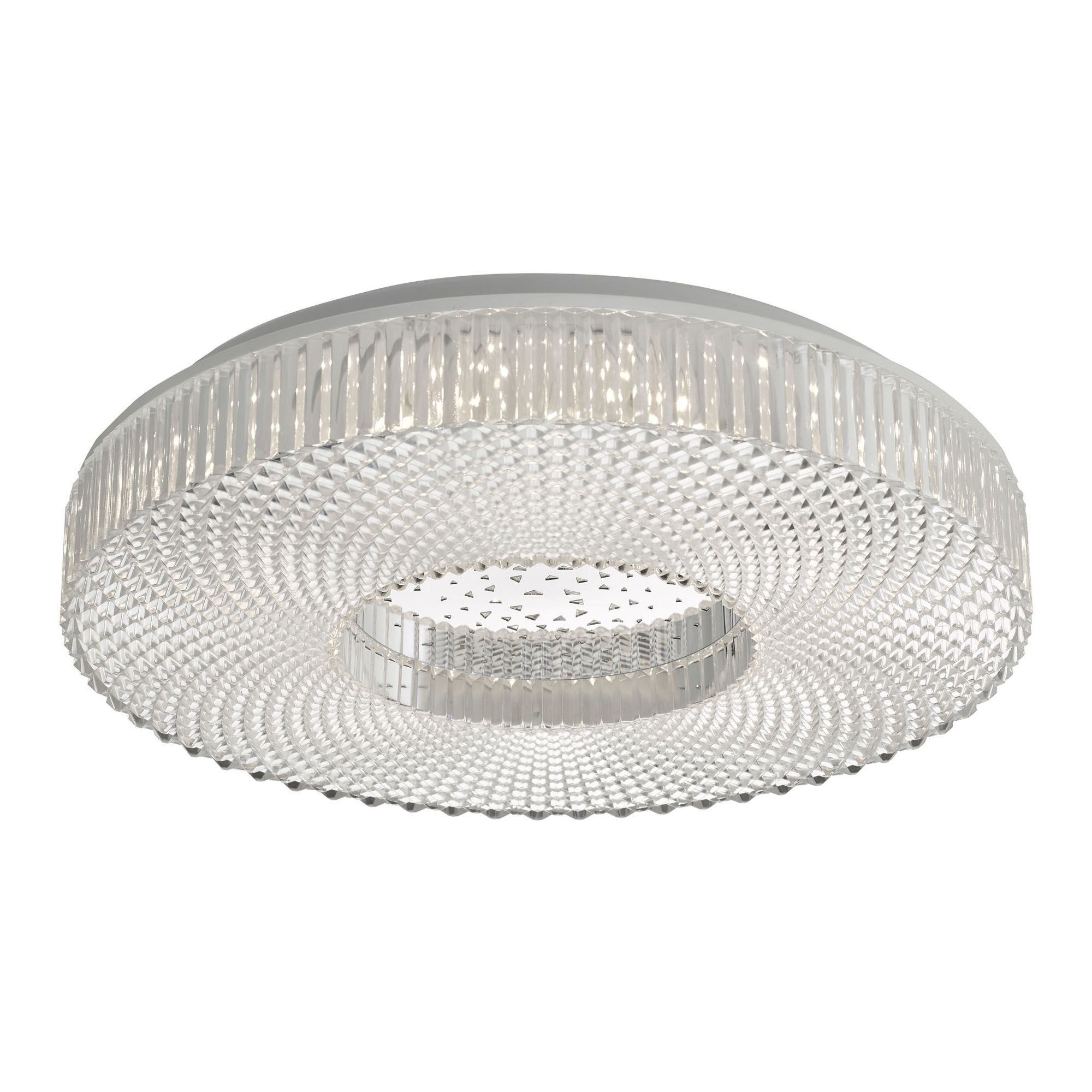 Dar Cimona Medium LED Flush Ceiling Light - Clear Finish
