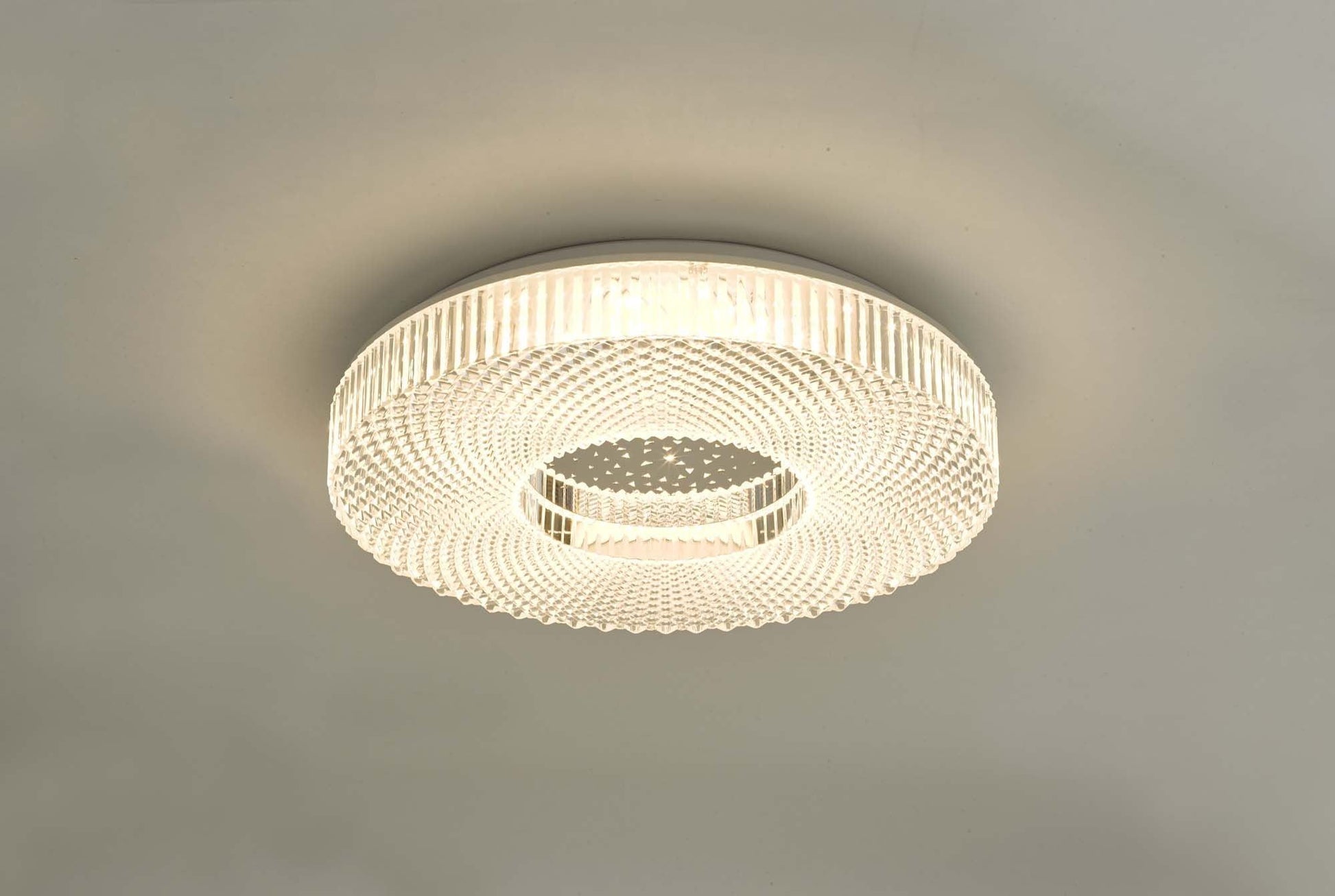 Dar Cimona Medium LED Flush Ceiling Light - Clear Finish