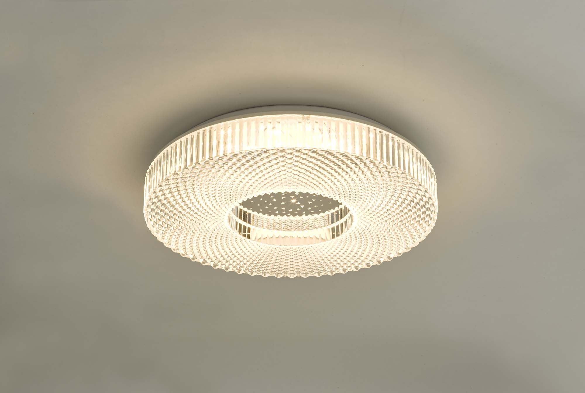 Dar Cimona Medium LED Flush Ceiling Light - Clear Finish