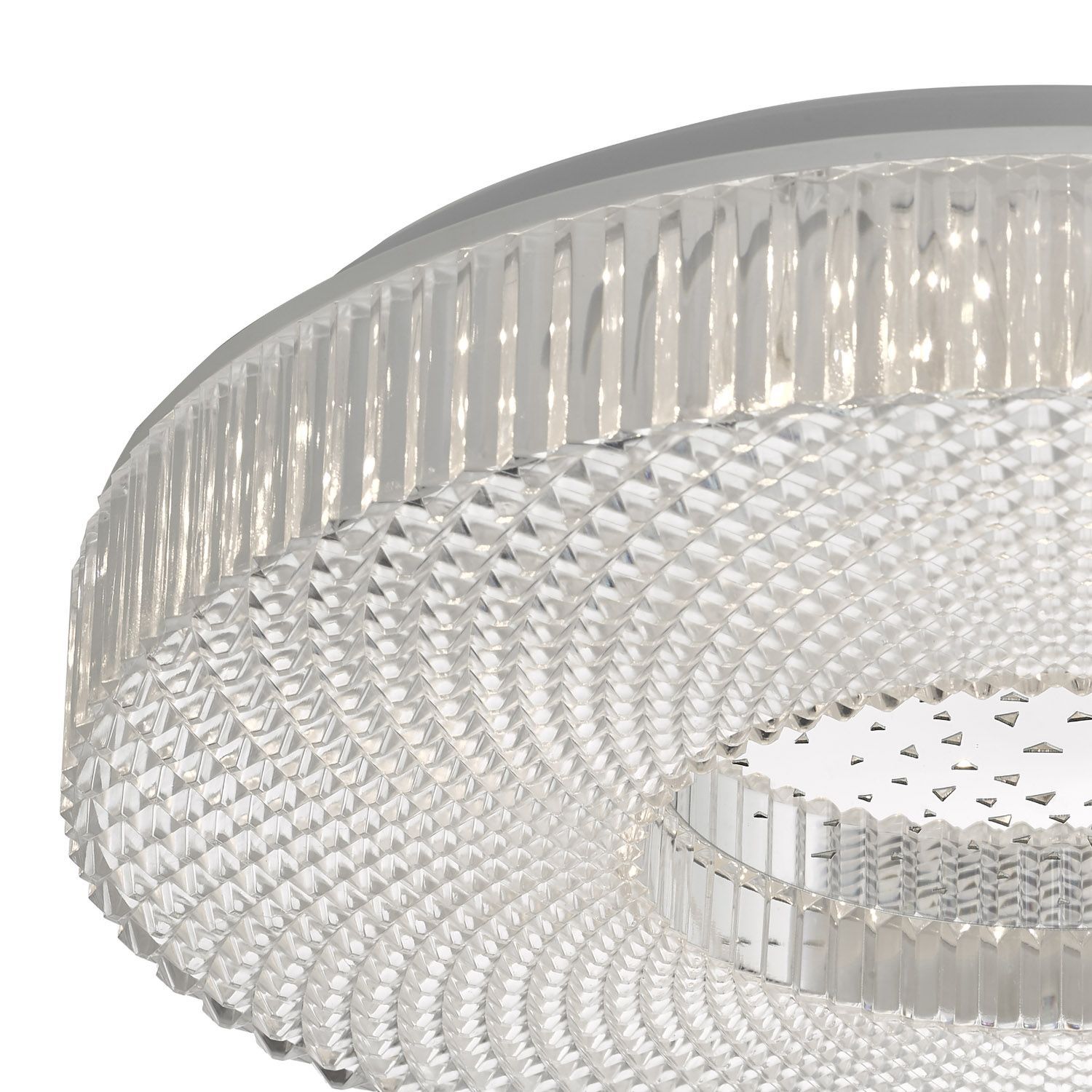 Dar Cimona Medium LED Flush Ceiling Light - Clear Finish