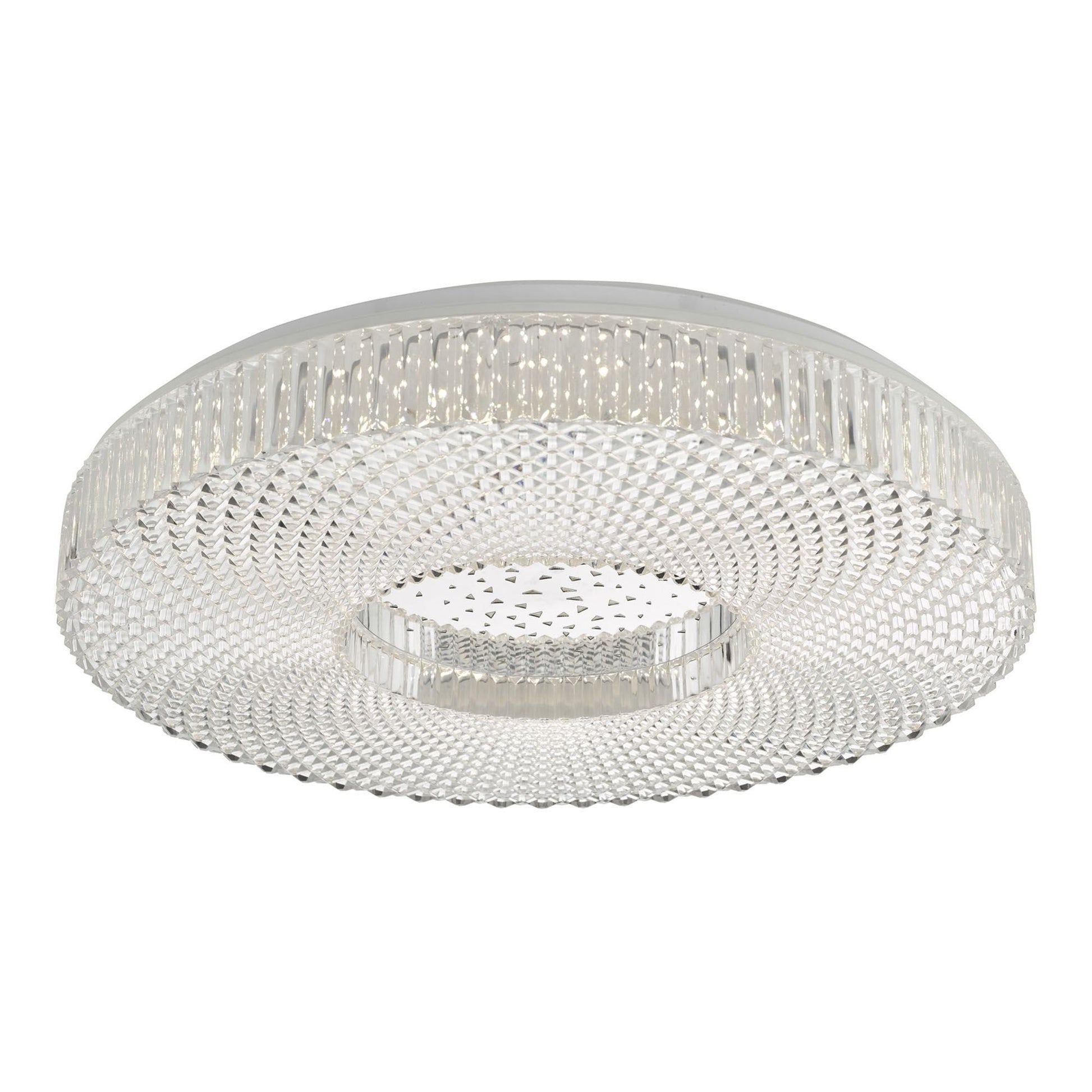 Dar Cimona Large LED Flush Ceiling Light - Clear Finish