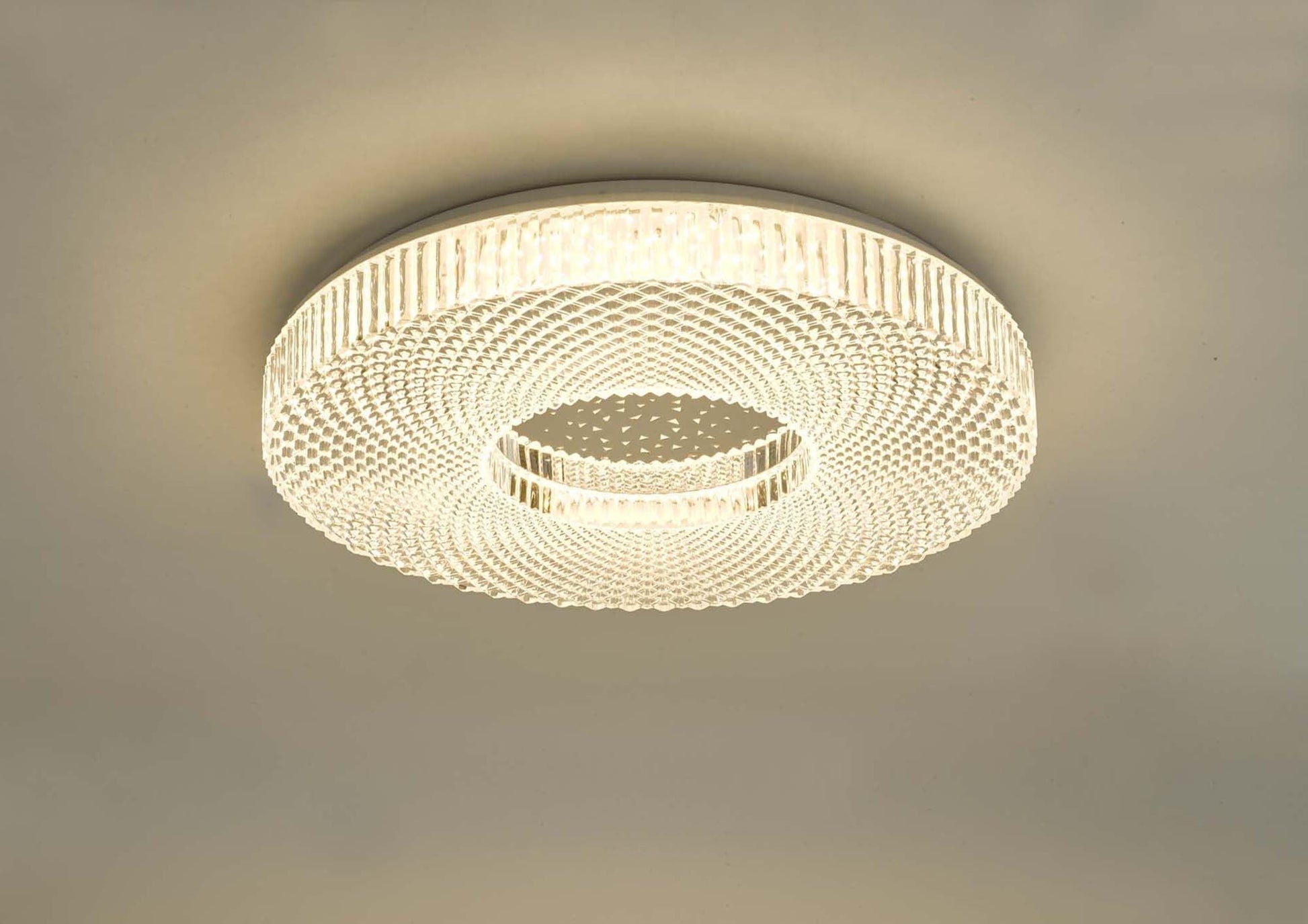 Dar Cimona Large LED Flush Ceiling Light - Clear Finish