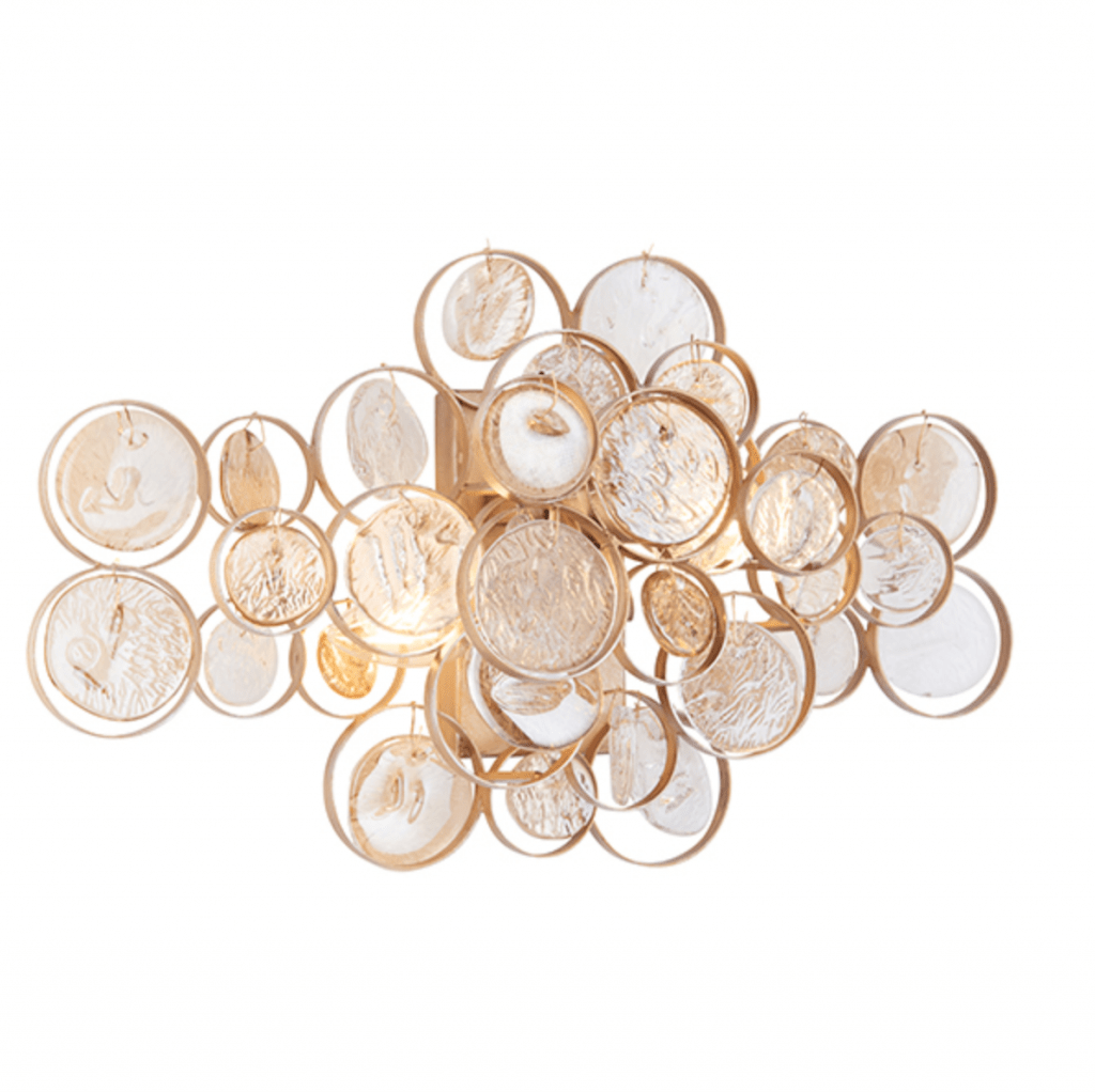 Costa Wall Light- Antique Gold w Clear & Amber Glass