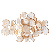 Costa Wall Light- Antique Gold w Clear & Amber Glass