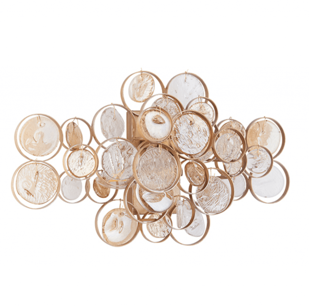 Costa Wall Light- Antique Gold w Clear & Amber Glass