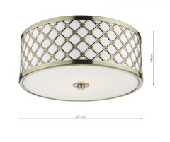 Civic Small 2 Light Flush Antique Brass Frosted Glass