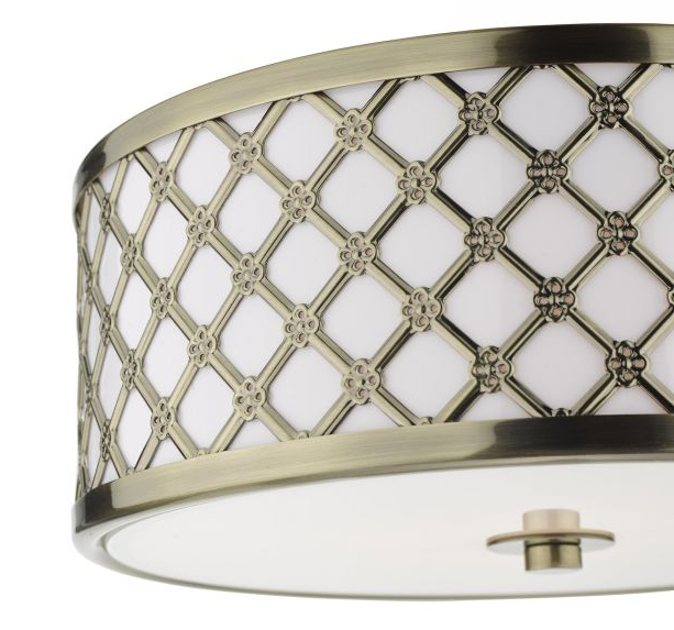 Civic Small 2 Light Flush Antique Brass Frosted Glass