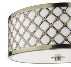 Civic Small 2 Light Flush Antique Brass Frosted Glass