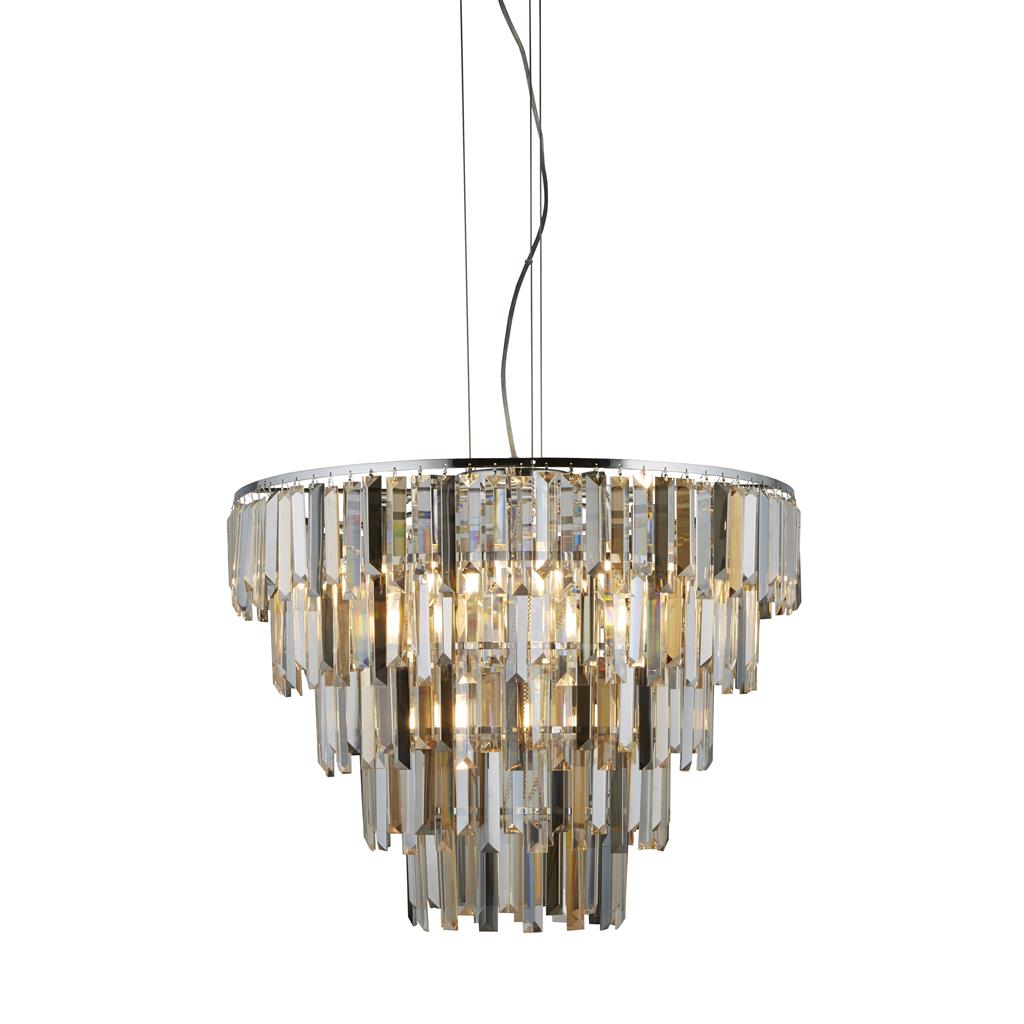 Clarissa 9 Lt Pendant - Chrome & Clear, Smoked & Amber Glass