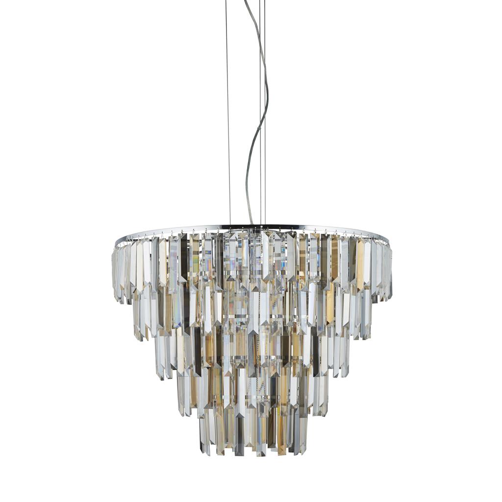 Clarissa 9 Lt Pendant - Chrome & Clear, Smoked & Amber Glass