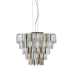 Clarissa 9 Lt Pendant - Chrome & Clear, Smoked & Amber Glass