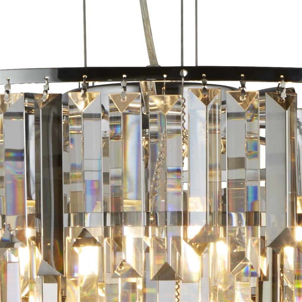Clarissa 9 Lt Pendant - Chrome & Clear, Smoked & Amber Glass