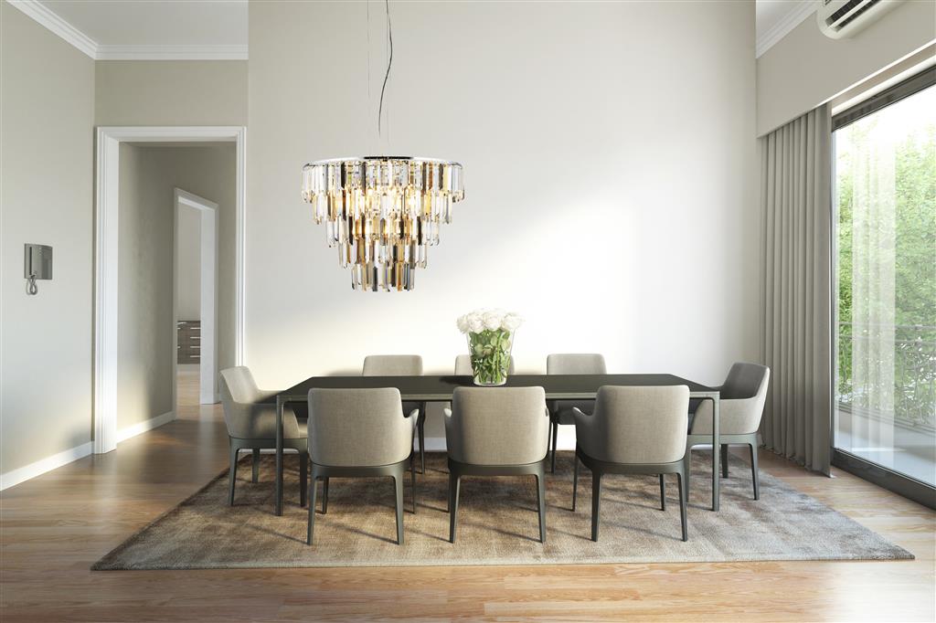 Clarissa 9 Lt Pendant - Chrome & Clear, Smoked & Amber Glass