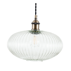 Clear Ribbed Glass Oval Pendant - Cusack Lighting