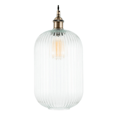 Clear Ribbed Glass Tall Pendant - Cusack Lighting