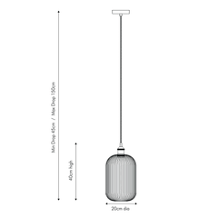 Clear Ribbed Glass Tall Pendant - Cusack Lighting