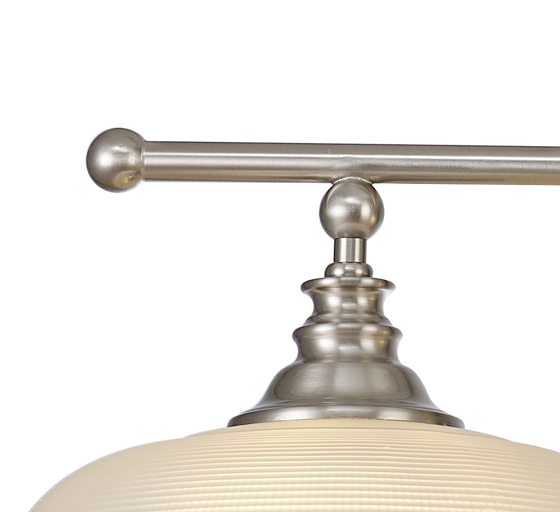 Shelbourne Semi Flush / Pendant Bar, 2 Light Adjustable E27, Satin Nickel, Polished Nickel, Antique Brass / Prismatic Glass