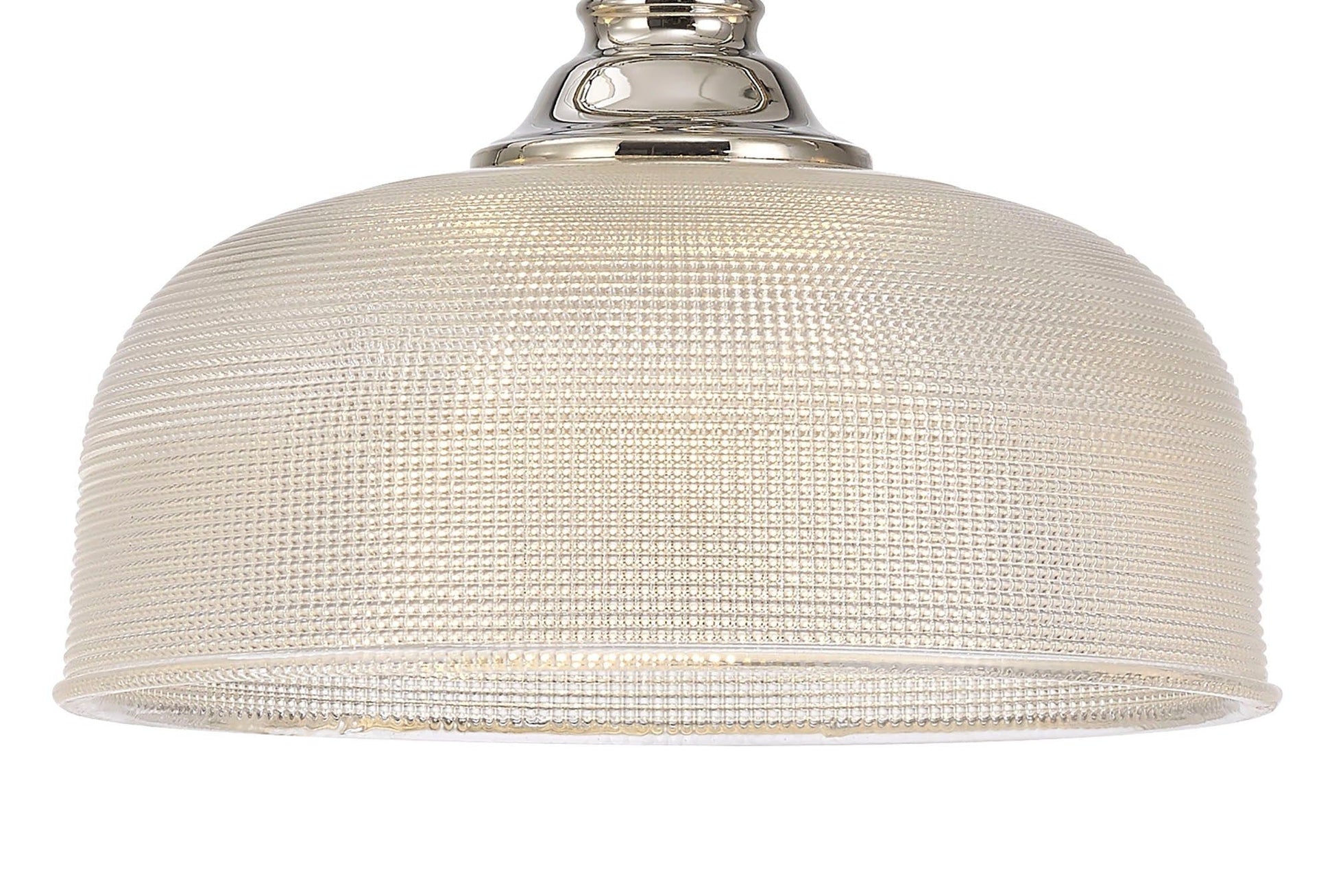 Isola Semi Flush / Pendant Bar, 3 Light Adjustable E27, Satin Nickel , Polished Nickel, Antique Brass / Prismatic Glass