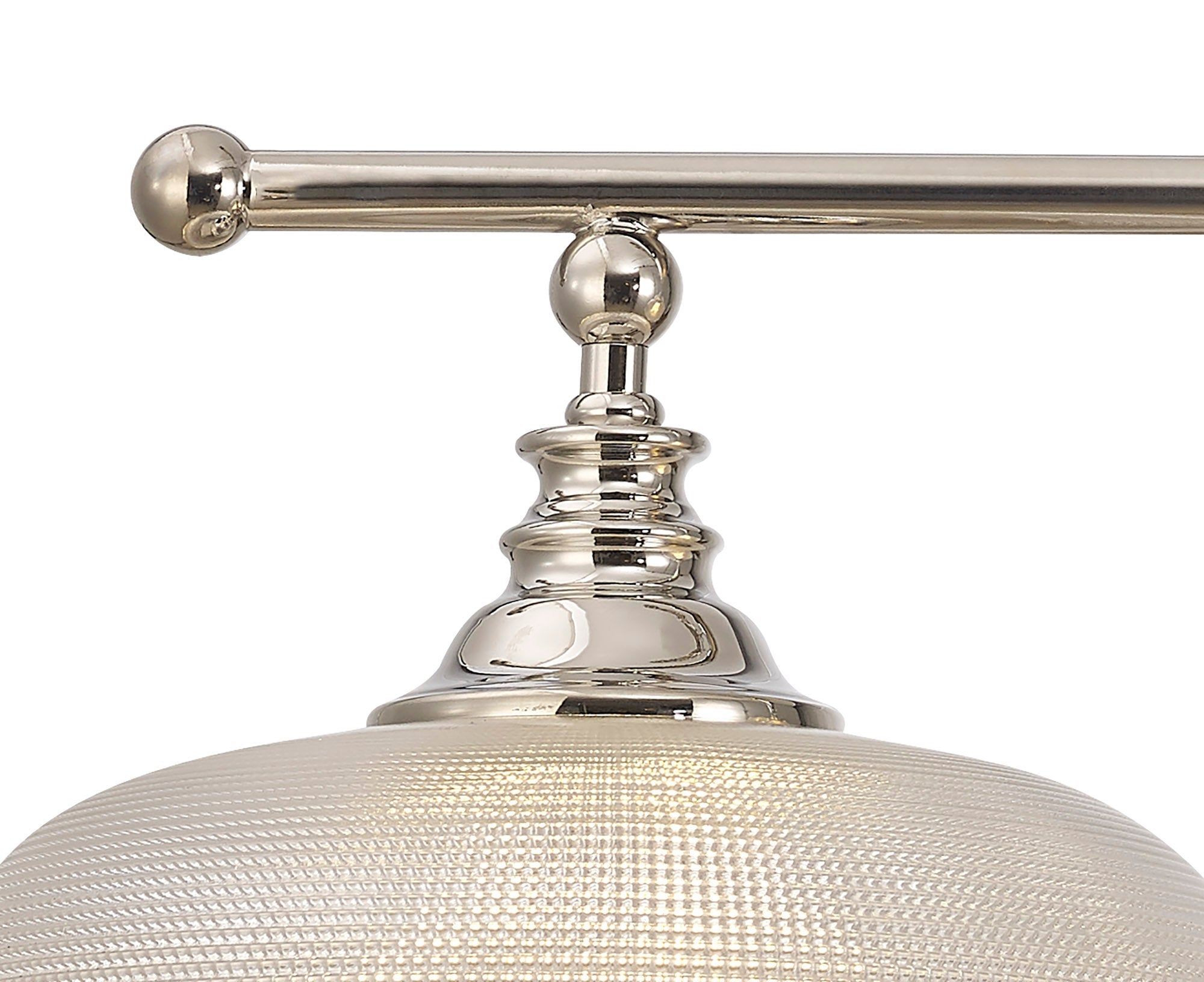 Isola Semi Flush / Pendant Bar, 3 Light Adjustable E27, Satin Nickel , Polished Nickel, Antique Brass / Prismatic Glass