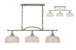 Isola Semi Flush / Pendant Bar, 3 Light Adjustable E27, Satin Nickel , Polished Nickel, Antique Brass / Prismatic Glass