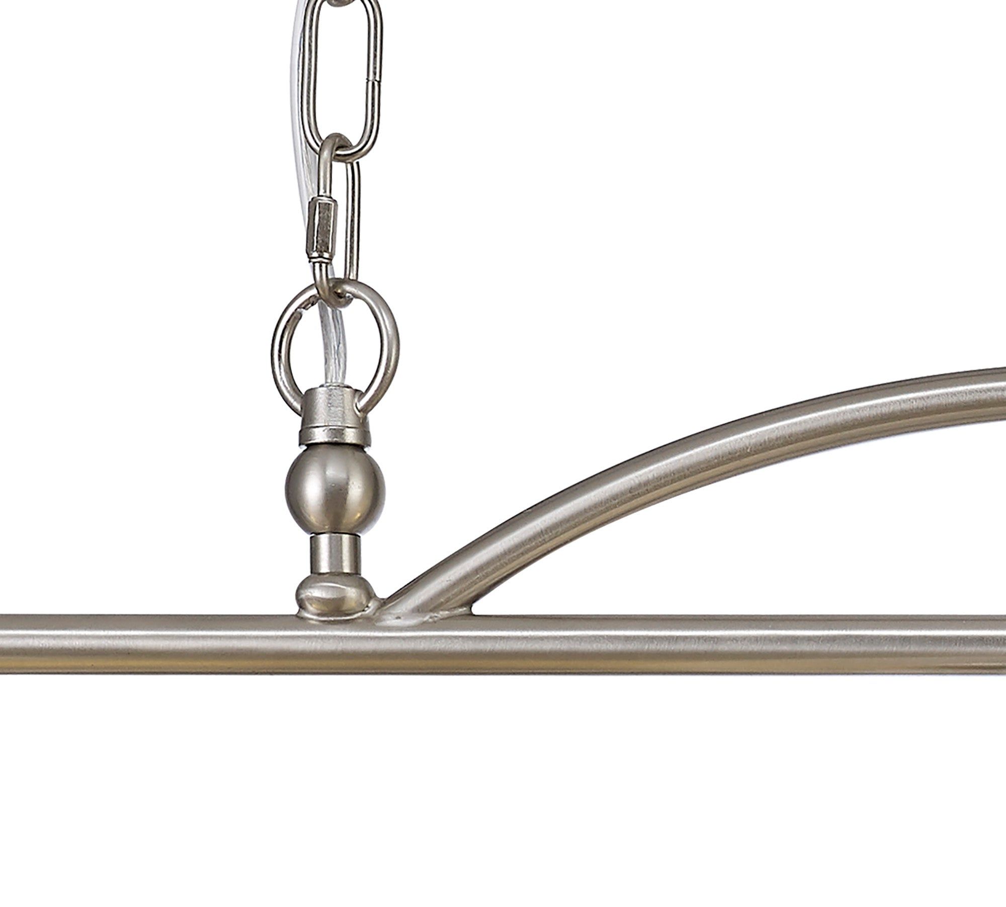 Isola Semi Flush / Pendant Bar, 3 Light Adjustable E27, Satin Nickel , Polished Nickel, Antique Brass / Prismatic Glass