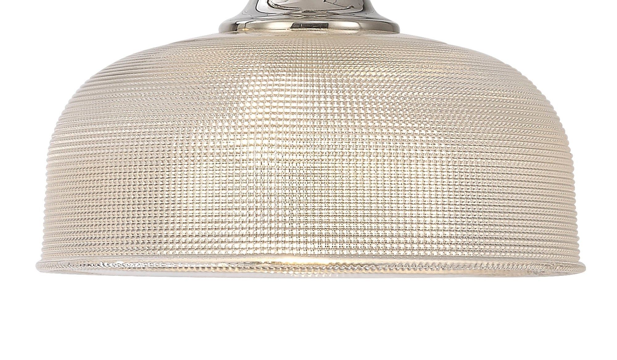 Shelbourne Semi Flush / Pendant Bar, 2 Light Adjustable E27, Satin Nickel, Polished Nickel, Antique Brass / Prismatic Glass