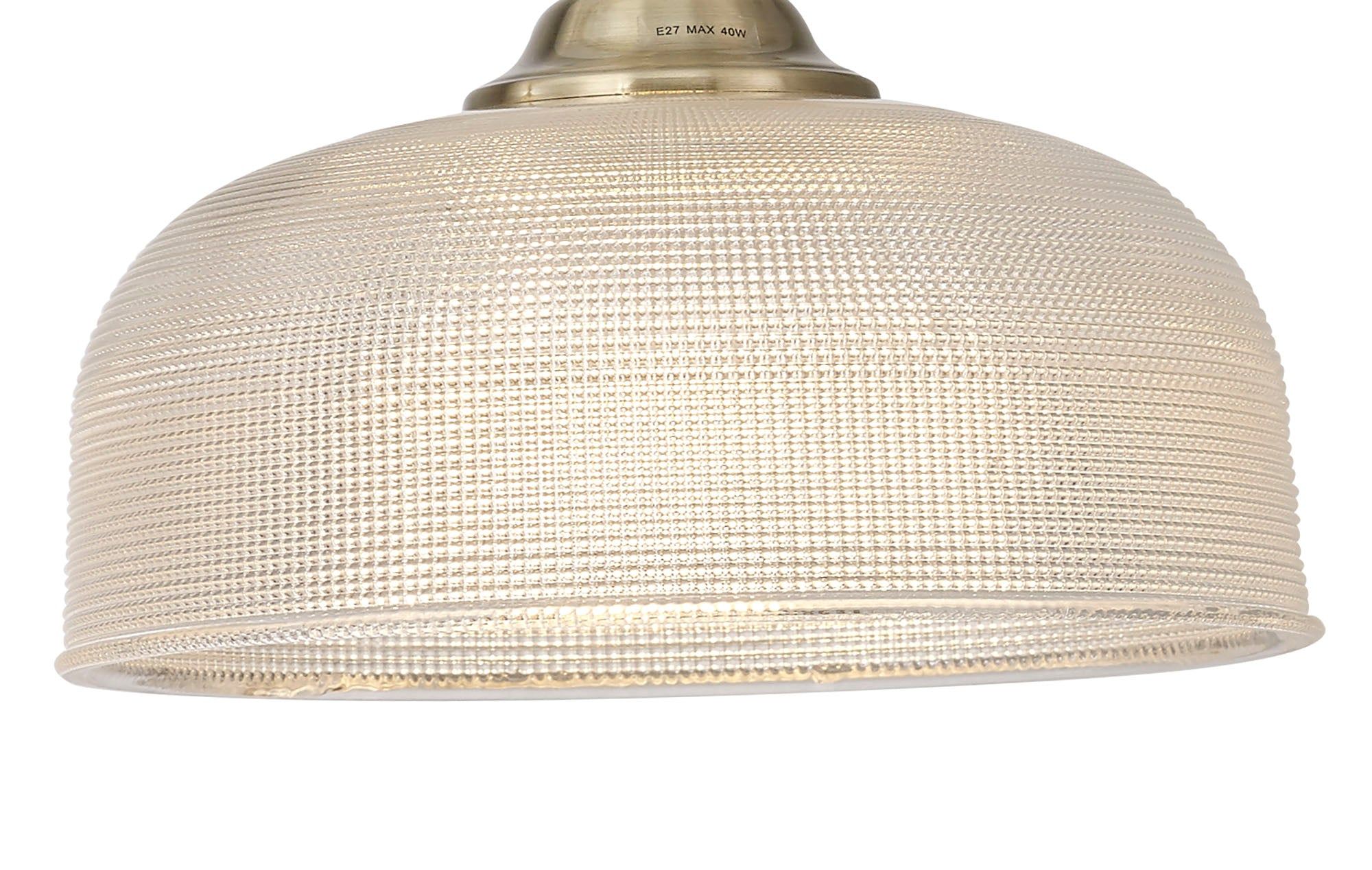 Shelbourne Semi Flush / Pendant Bar, 2 Light Adjustable E27, Satin Nickel, Polished Nickel, Antique Brass / Prismatic Glass