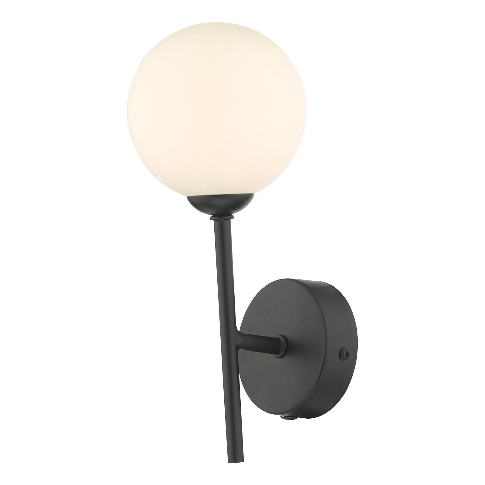 Cohen 1 Light Wall Light Matt Black/Smoked Glass With Opal Glass