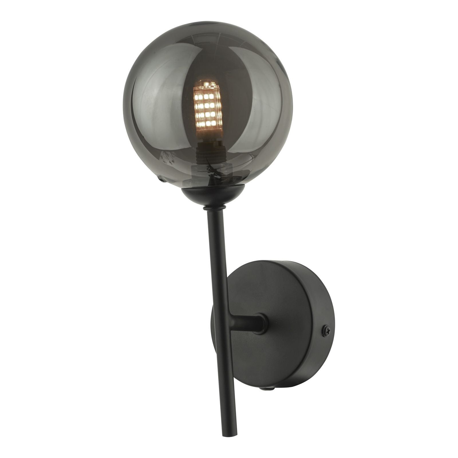 Cohen 1 Light Wall Light Matt Black/Smoked Glass With Opal Glass