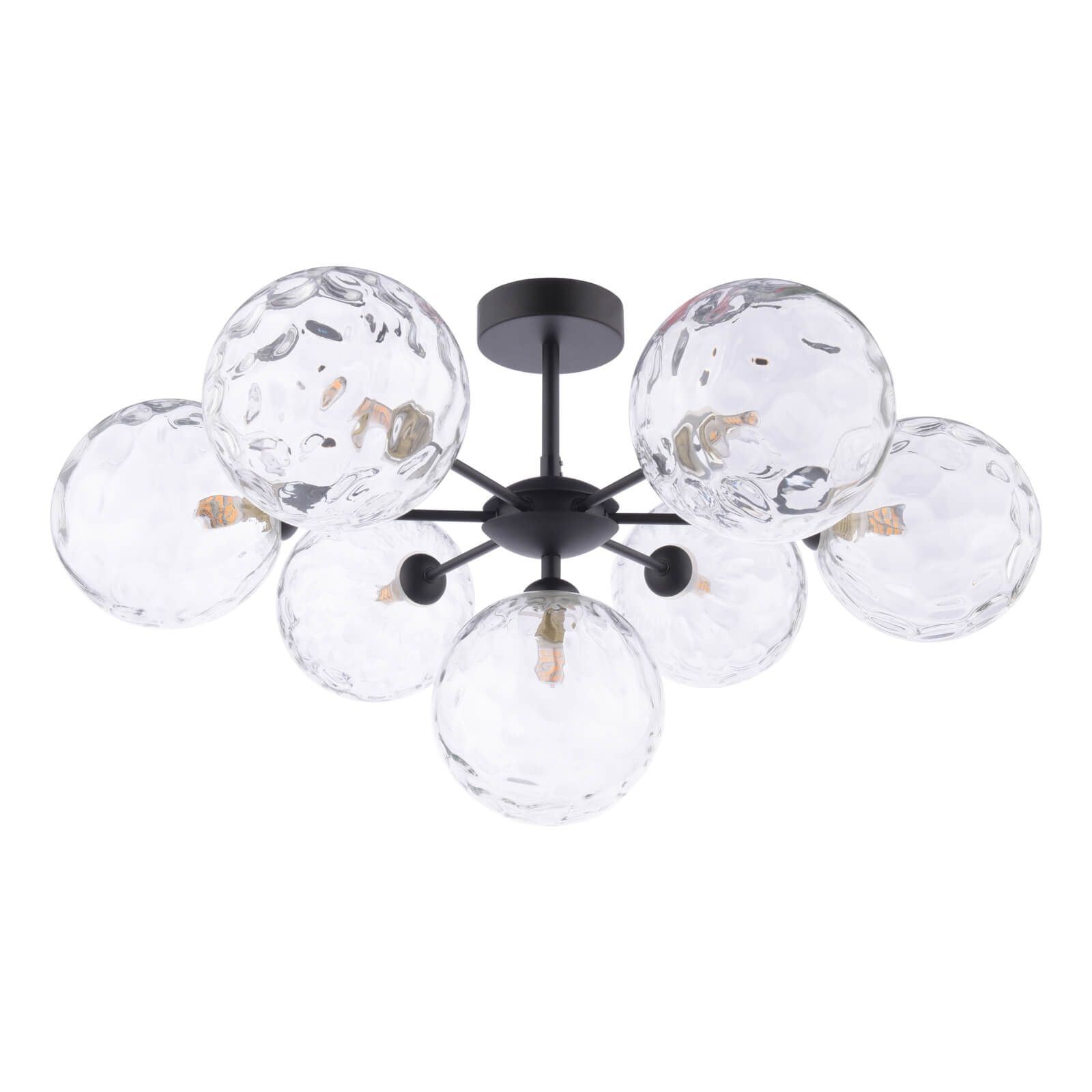 Cohen 7 Light Semi Flush Matt Black Moulded Glass