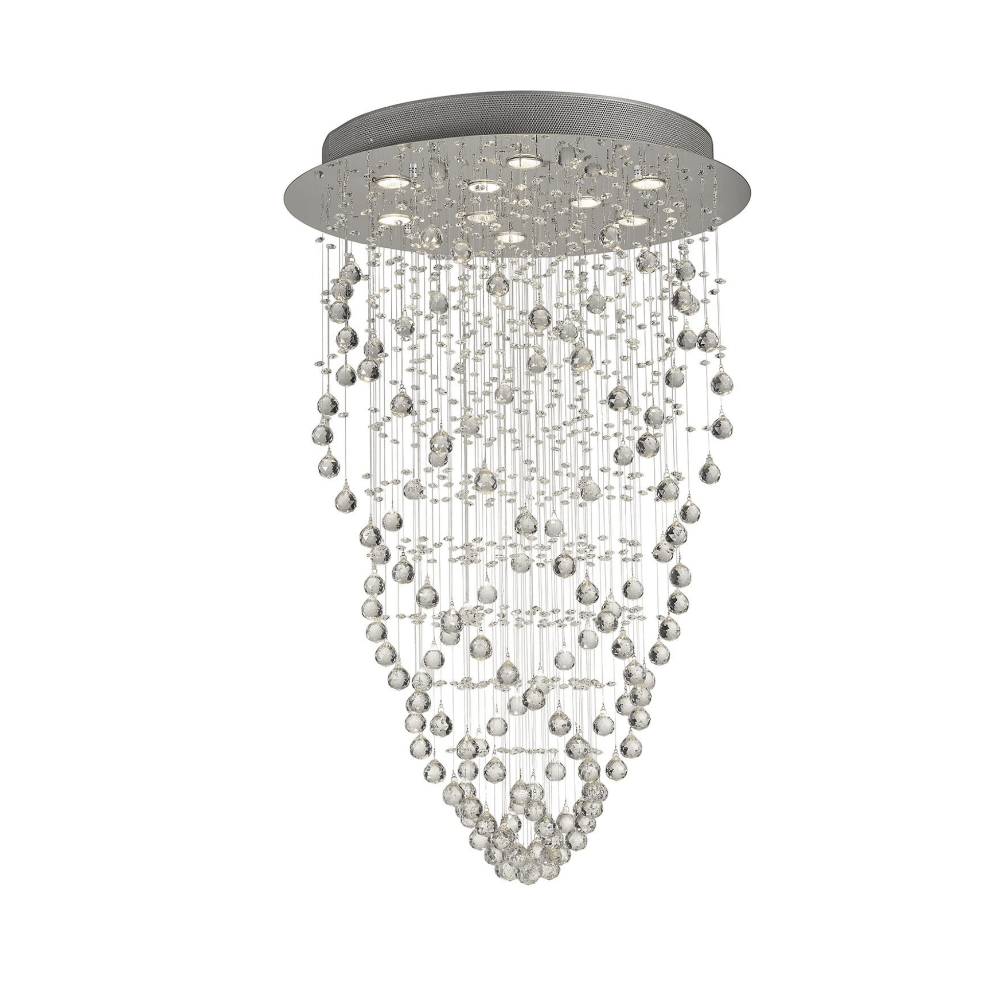 Colorado Pendant Cone 9 Light GU10 Polished Chrome/Crystal - Cusack Lighting