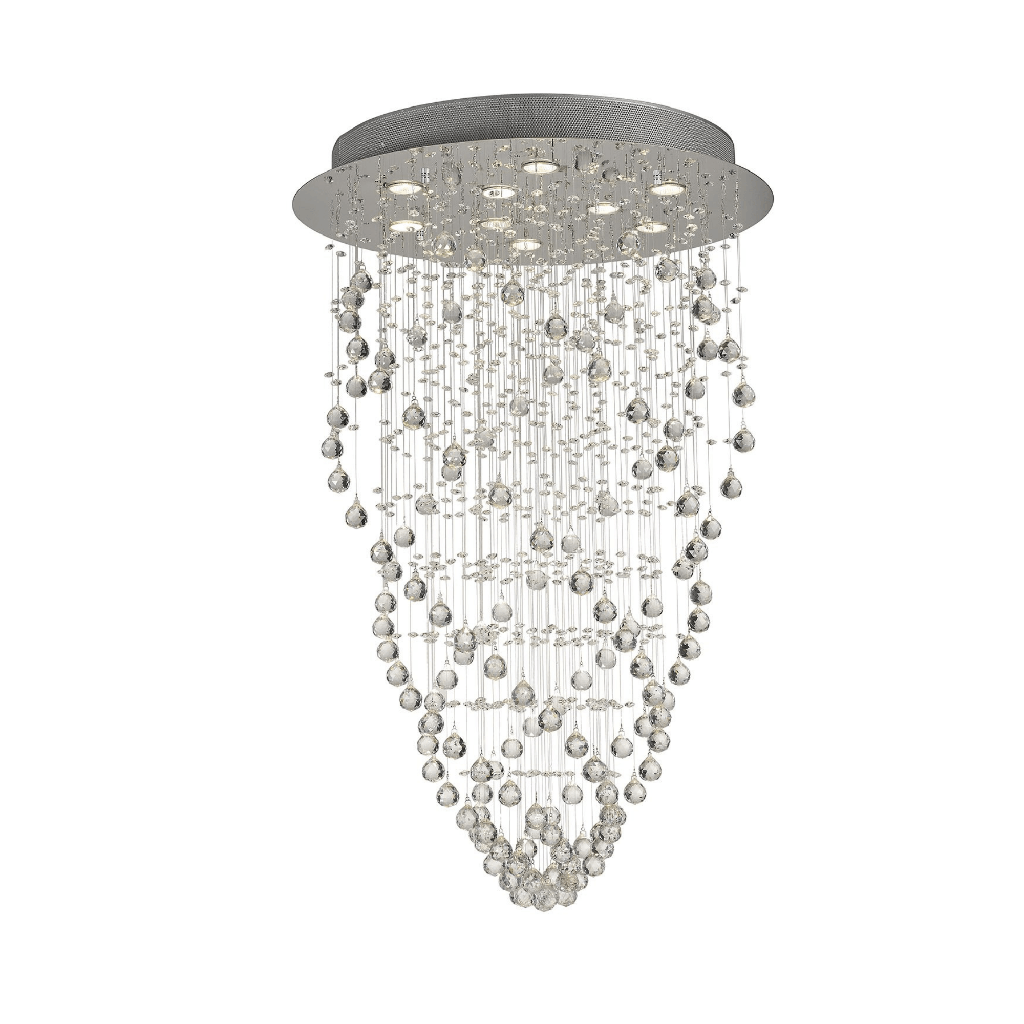 Colorado Pendant Cone 9 Light GU10 Polished Chrome/Crystal - Cusack Lighting